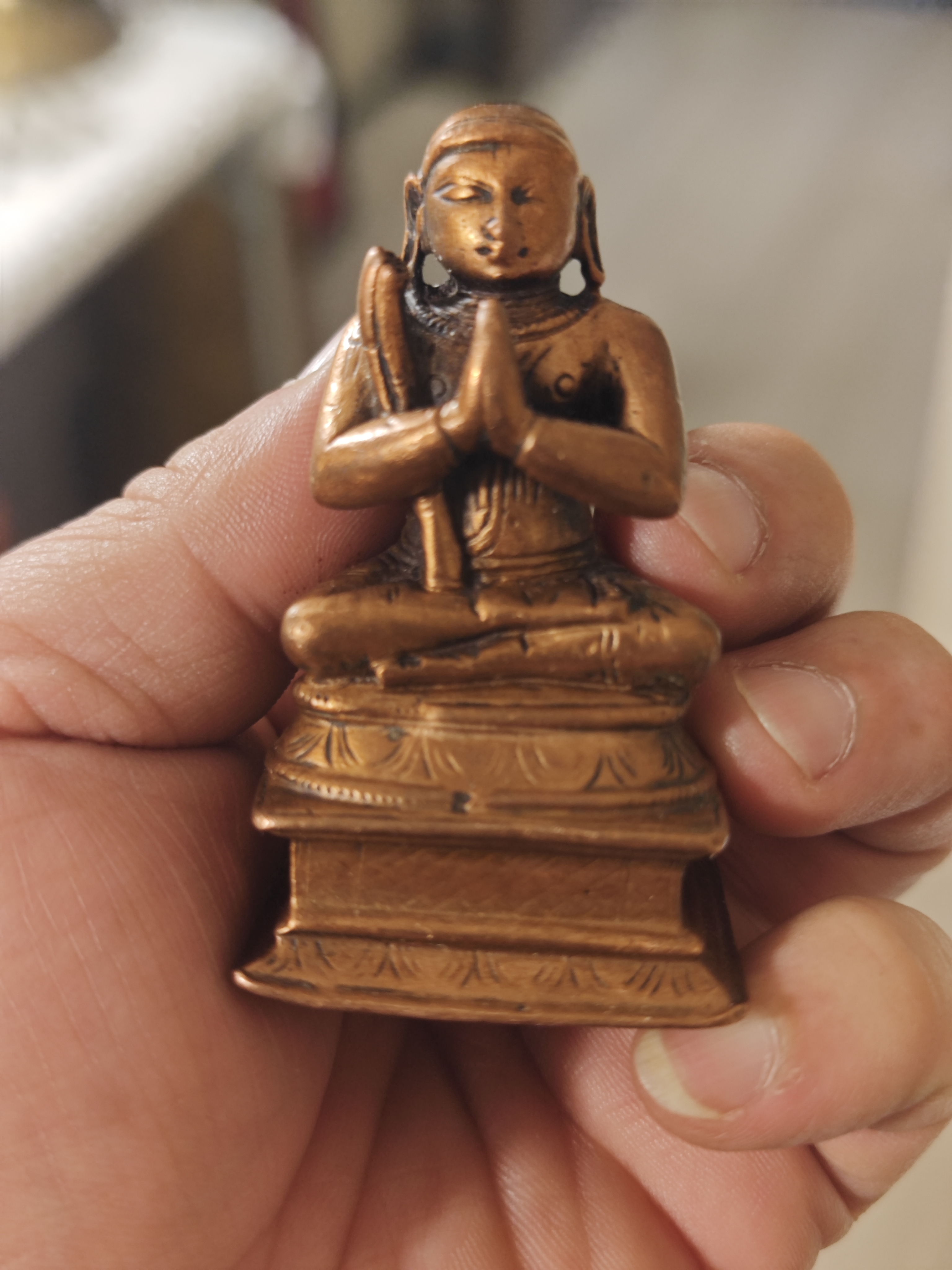 清代 紫金利马铜祖师像