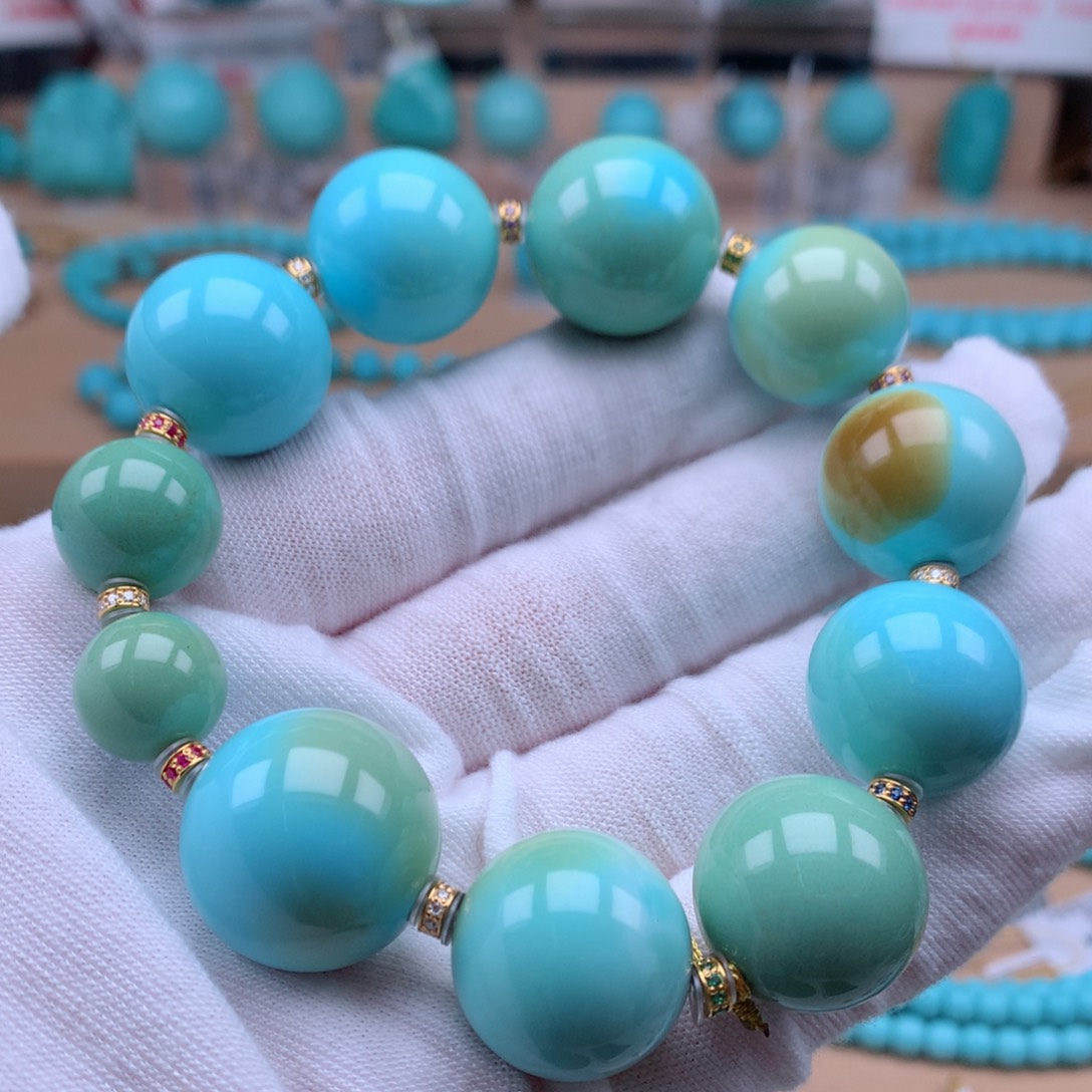 绿松石18K金镶嵌珠宝奇石