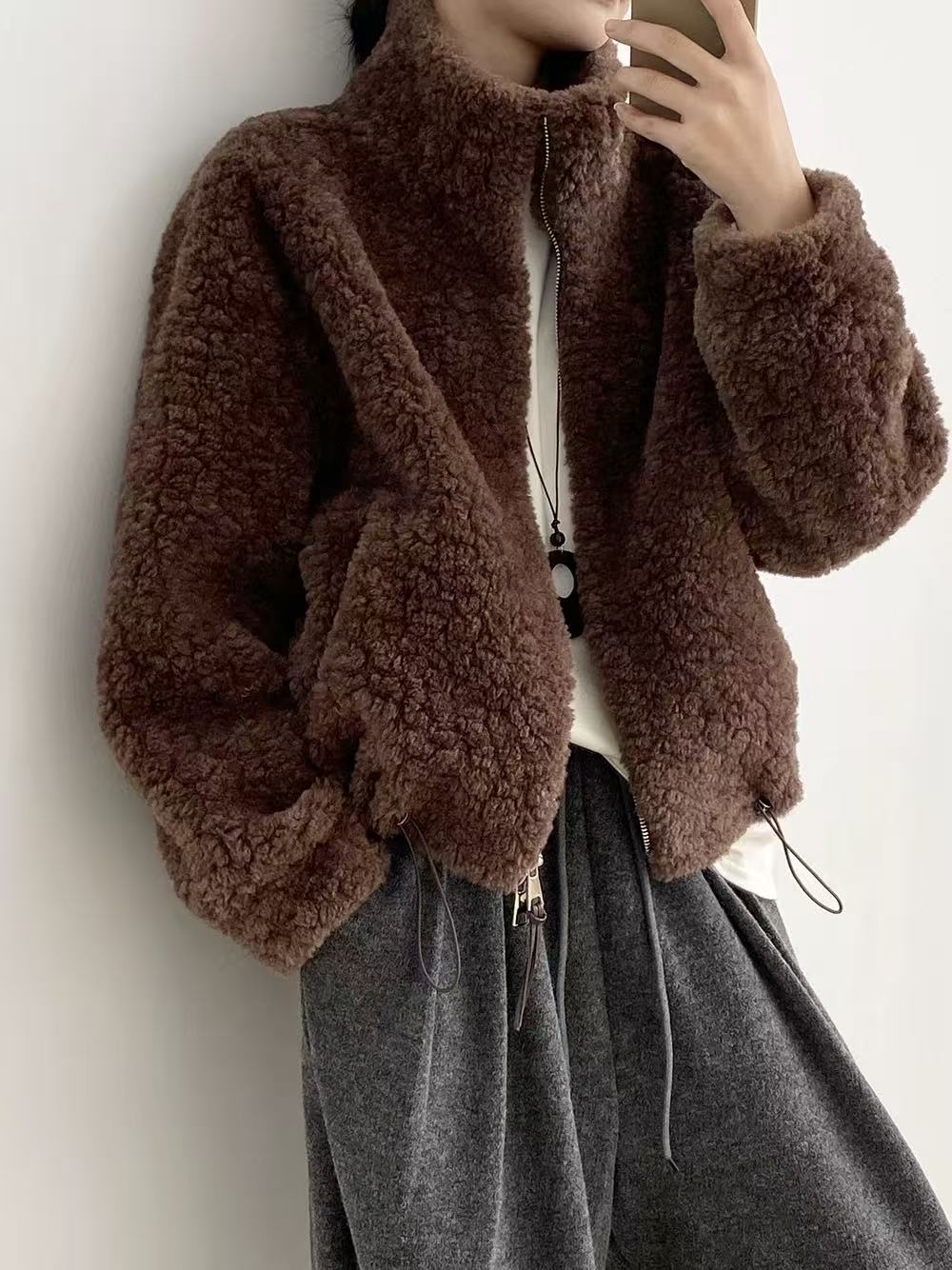 6629-1  韩系百搭宽松休闲毛毛外套  w