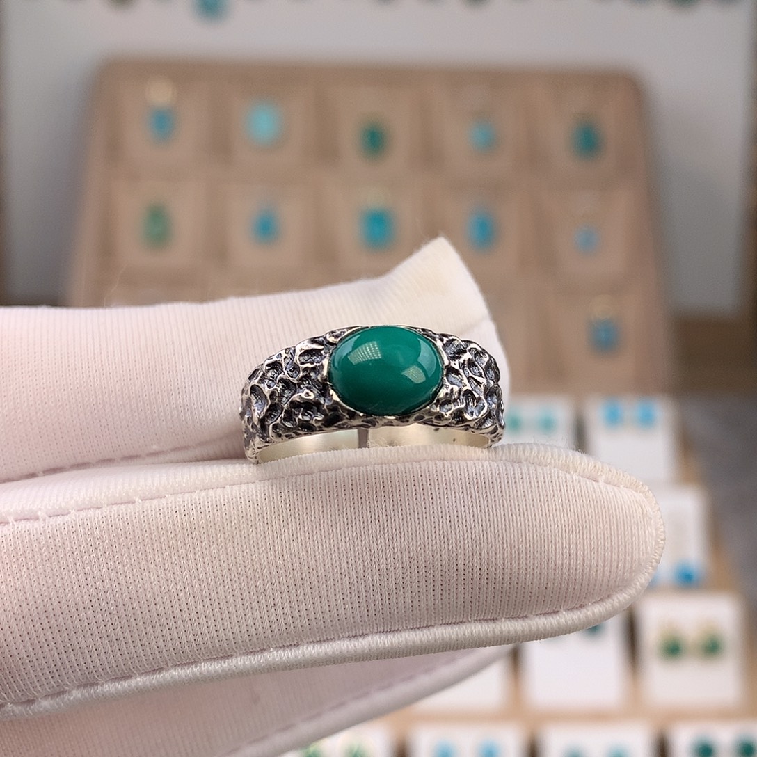 绿松石银S925镶嵌戒指