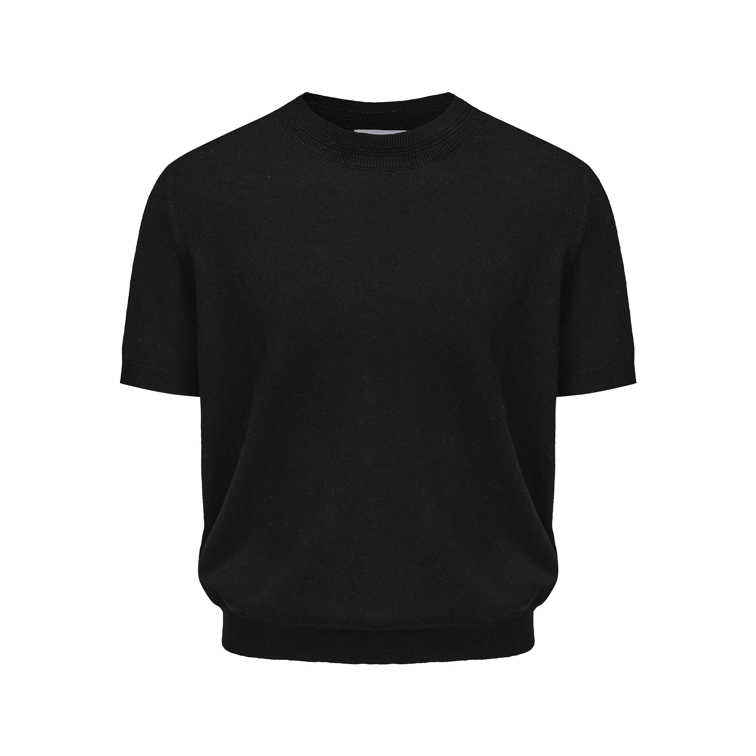 WASE*花领羊毛混纺短宽基础正肩版型打底通勤轻肤短袖