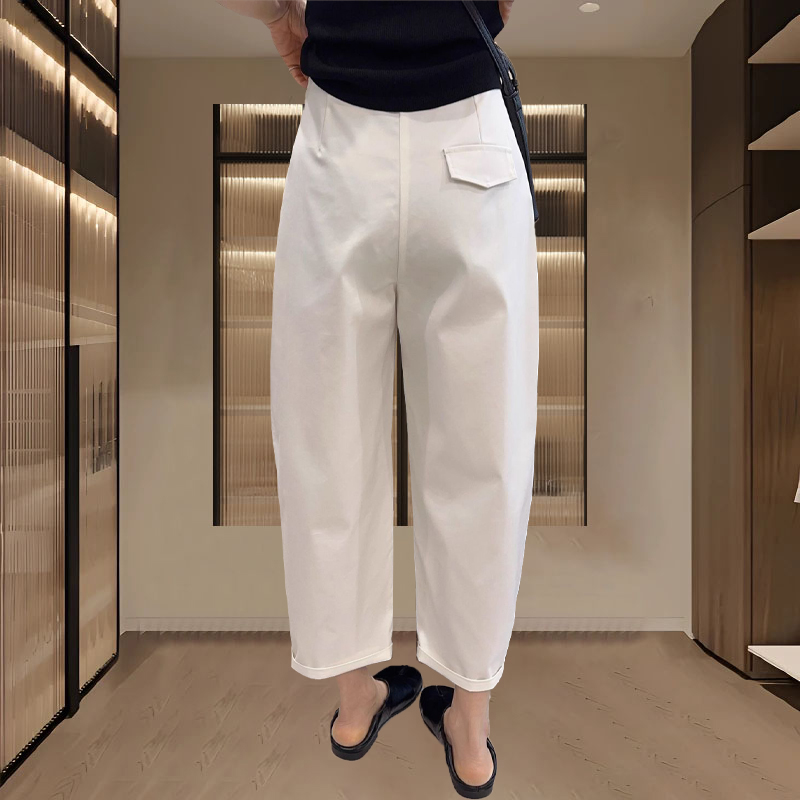 高腰时尚宽松百搭哈伦休闲裤女2025夏季新款洋气九分西装裤镰刀裤