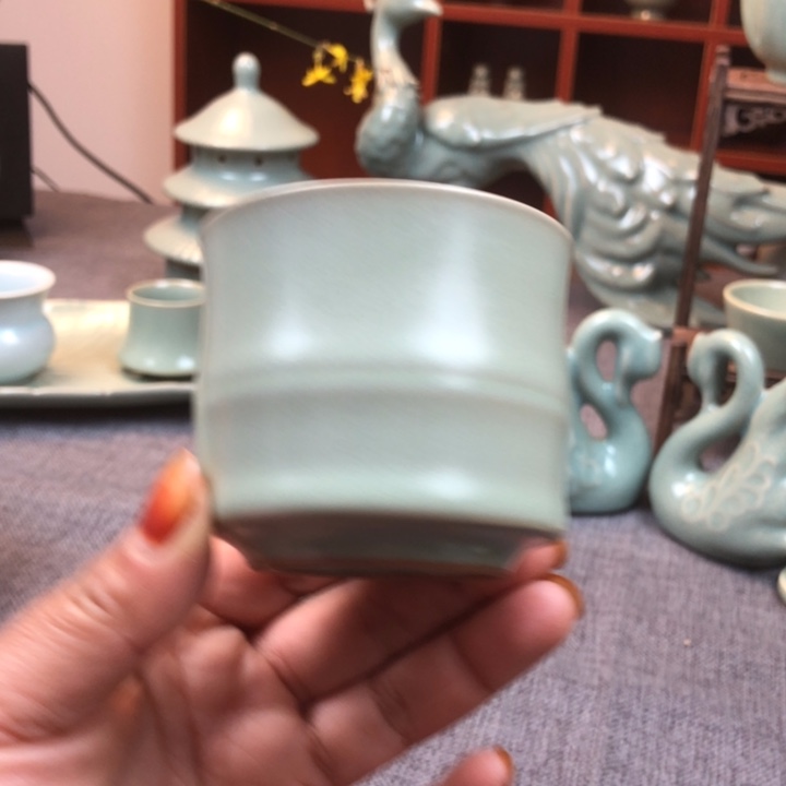 瓷片仿古原矿竹节杯