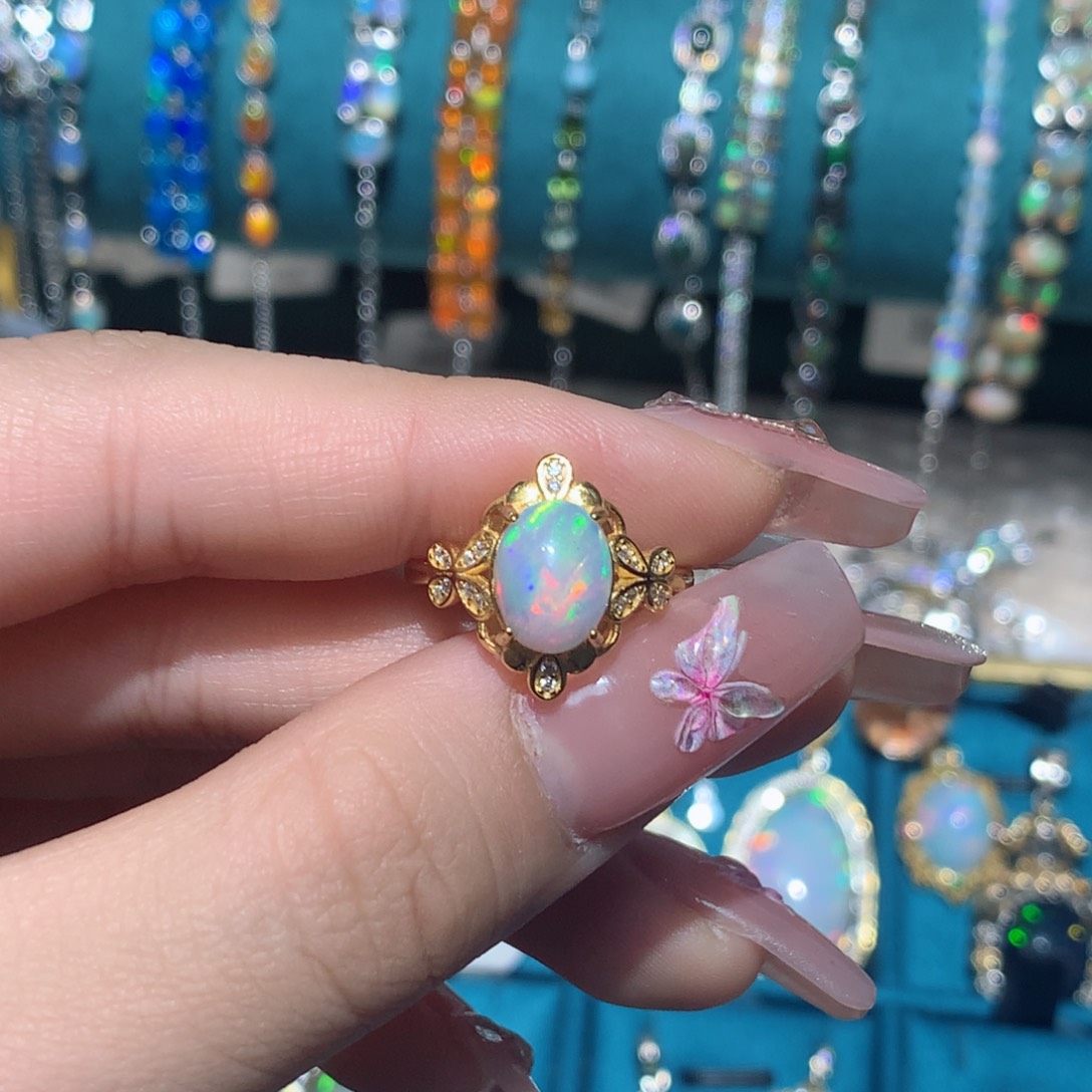 欧泊戒指银S925镶嵌福利