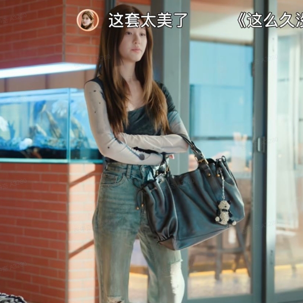 IRONight【许我耀眼赵露思同款】秋冬新水牛仔破洞高腰阔腿裤子女士