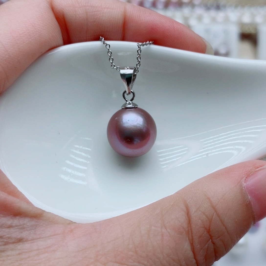 淡水珍珠银S925镶嵌颈饰11.9m m