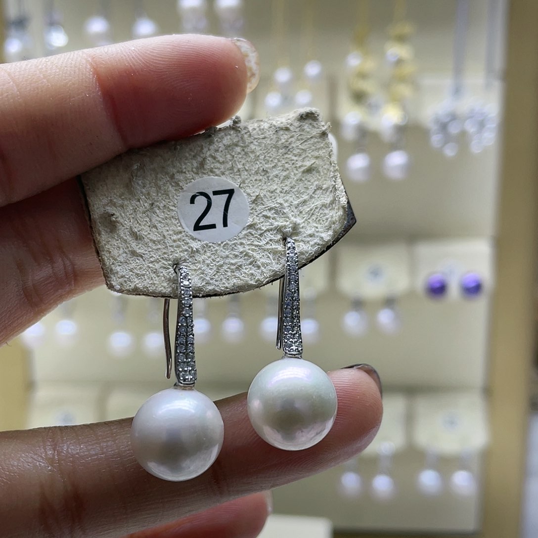 淡水珍珠耳饰银S925镶嵌