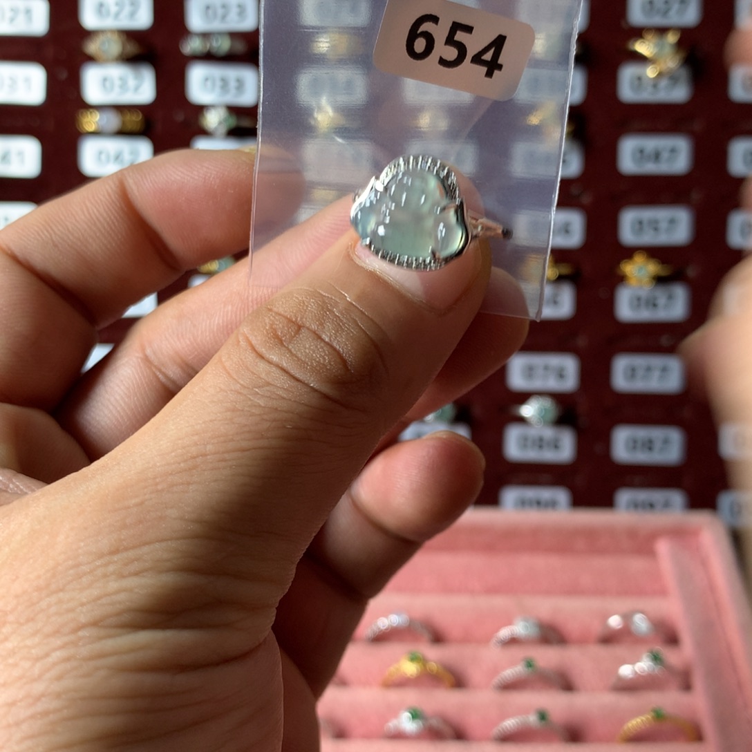 9***8翡翠银S925镶嵌戒指654