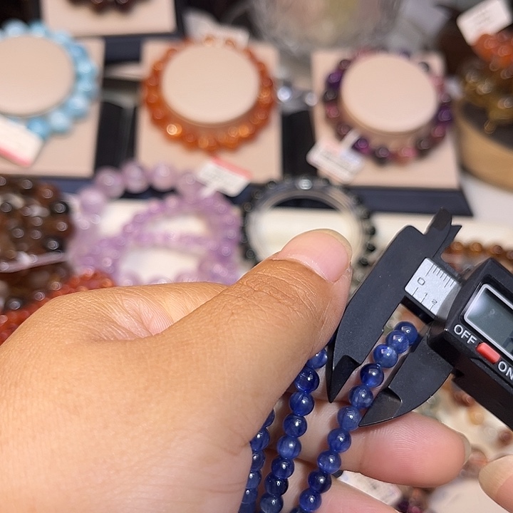 烟晶手链未镶嵌蓝晶石多圈5+mm