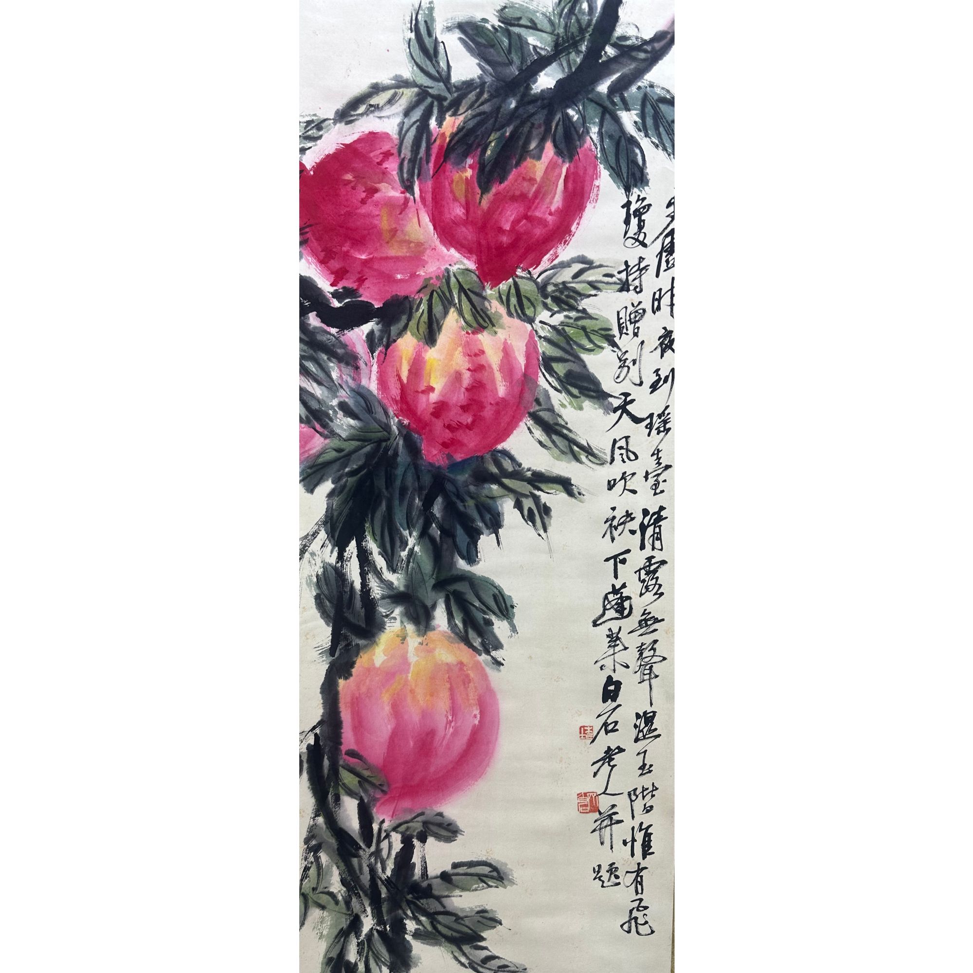 齐 花鸟立轴45x90