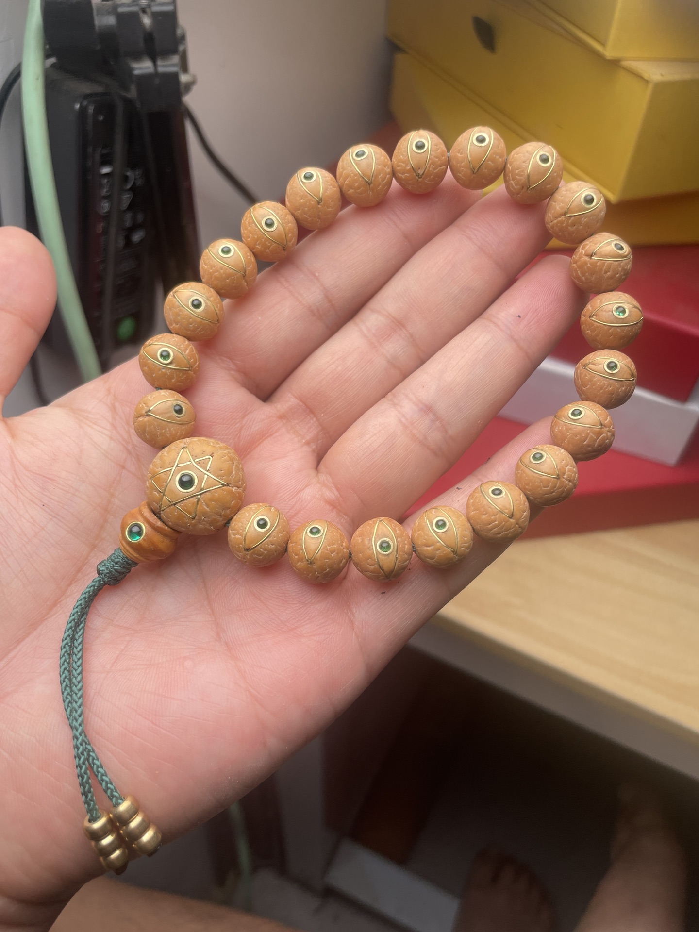 天使铜眼尼泊尔凤眼菩提高配六芒星凤塔12MM