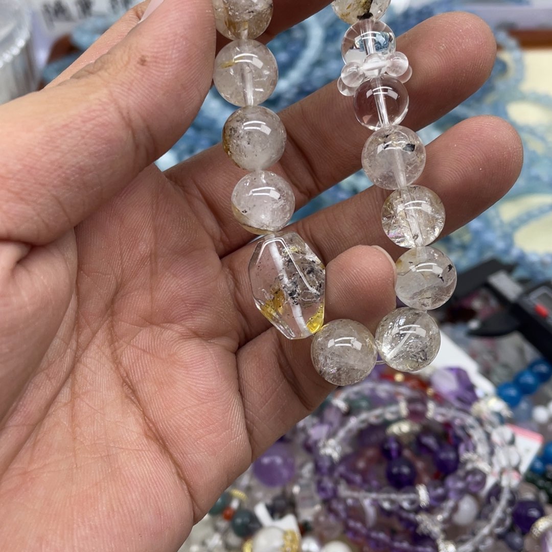 银S925镶嵌手链烟晶