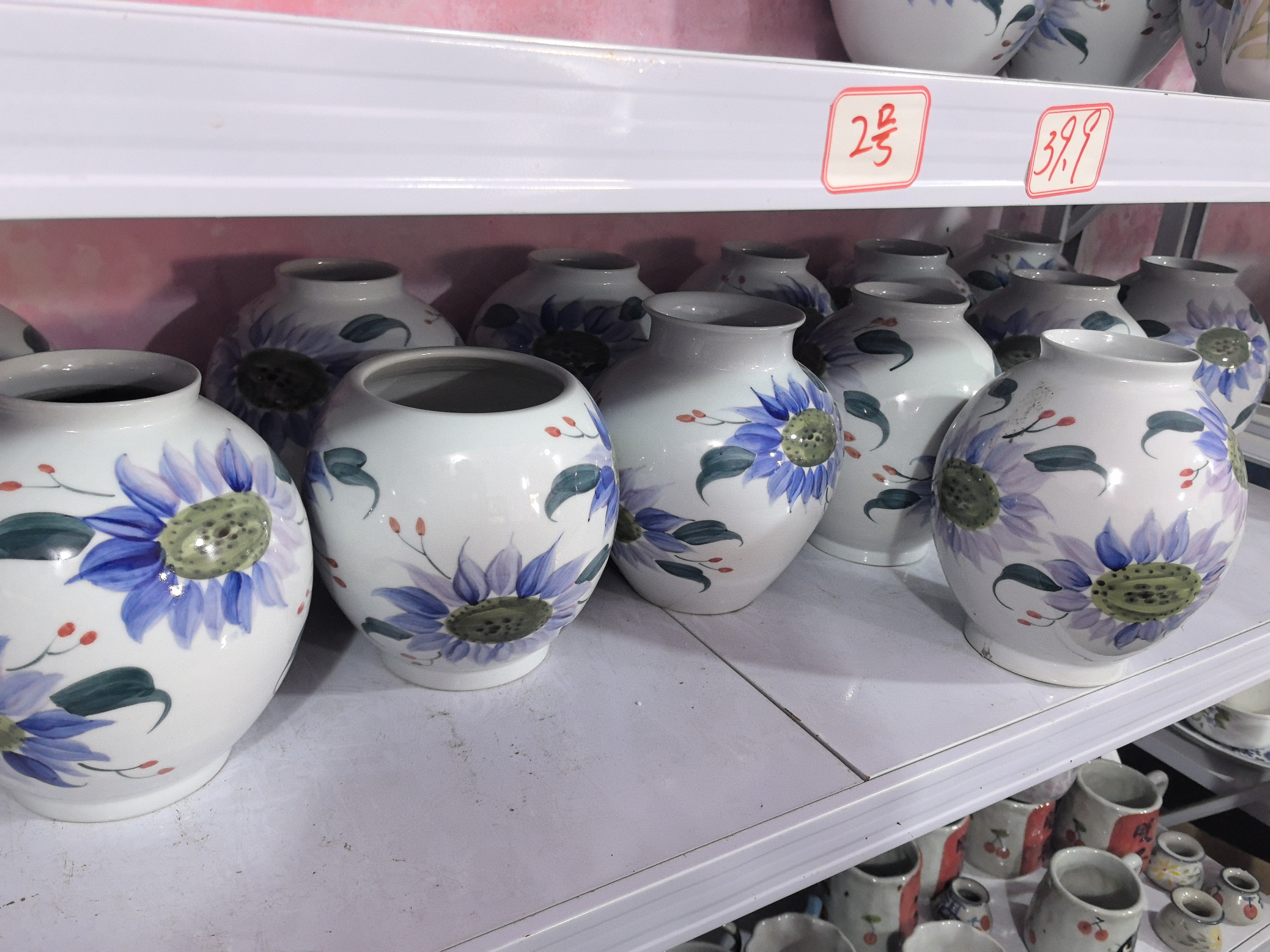 景德镇手绘陶瓷紫色向日葵月亮罐不指定器形