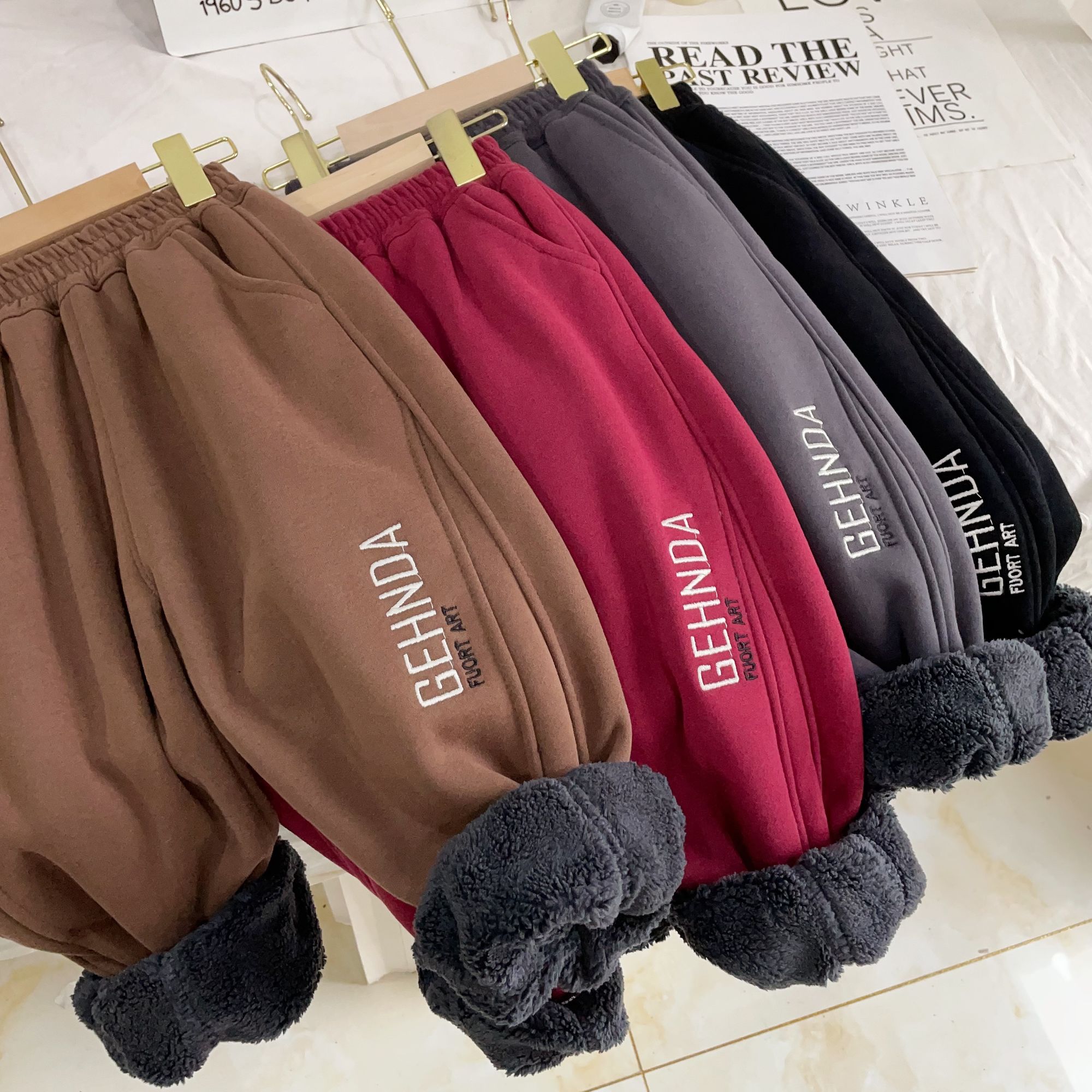 【520克加绒加厚】冬款刺绣中大童运动裤儿童棉裤一条过冬特厚裤子