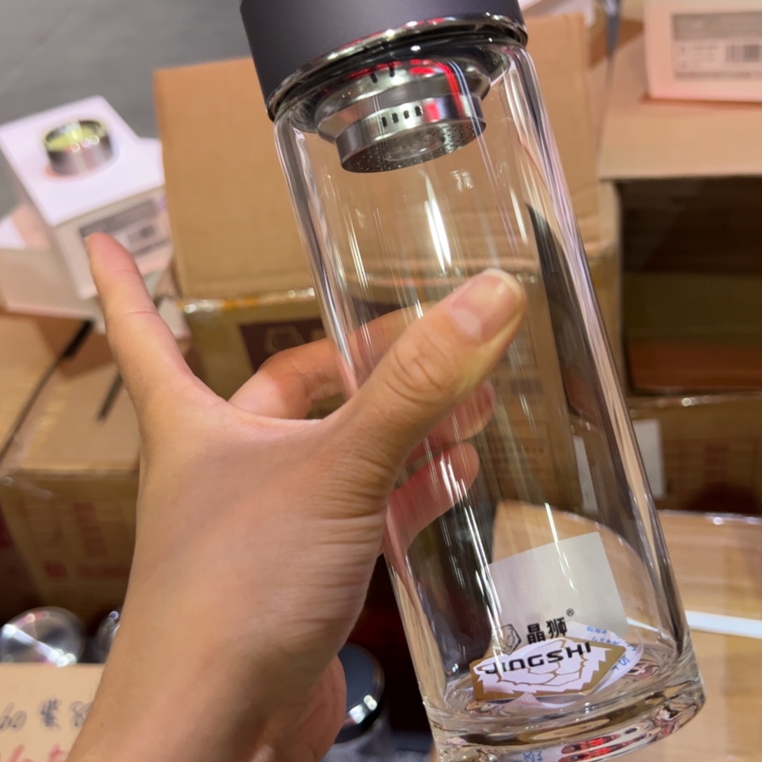 晶单层烫手玻璃杯510提环灰色玻璃杯