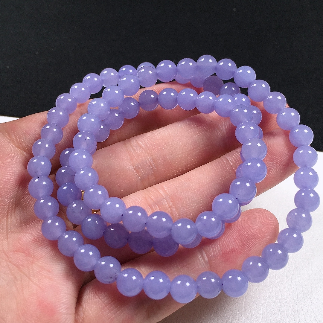 卡6左右-天然缅料A货冰润紫罗兰圆珠项链-多样性发其一