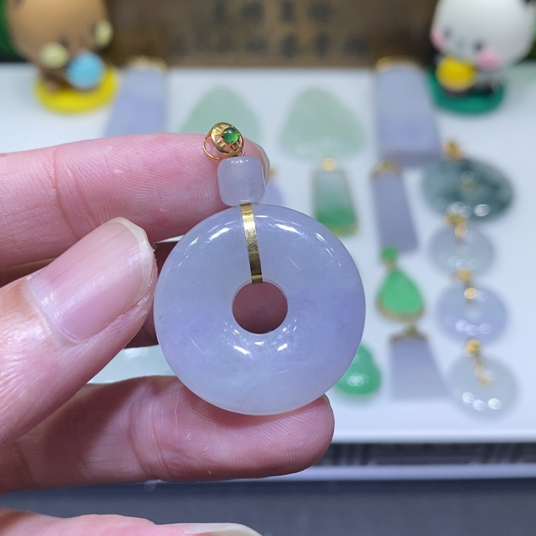 翡翠18K金镶嵌吊坠(不含链)