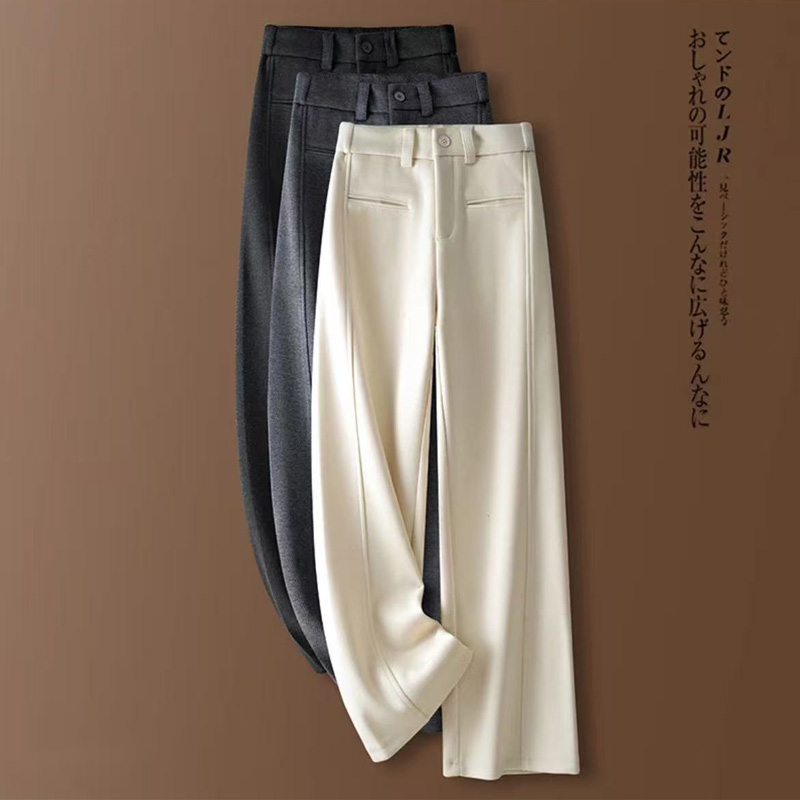 8831【秋季新款】醋 酸羊 绒裤高腰遮肉显瘦休闲直筒裤