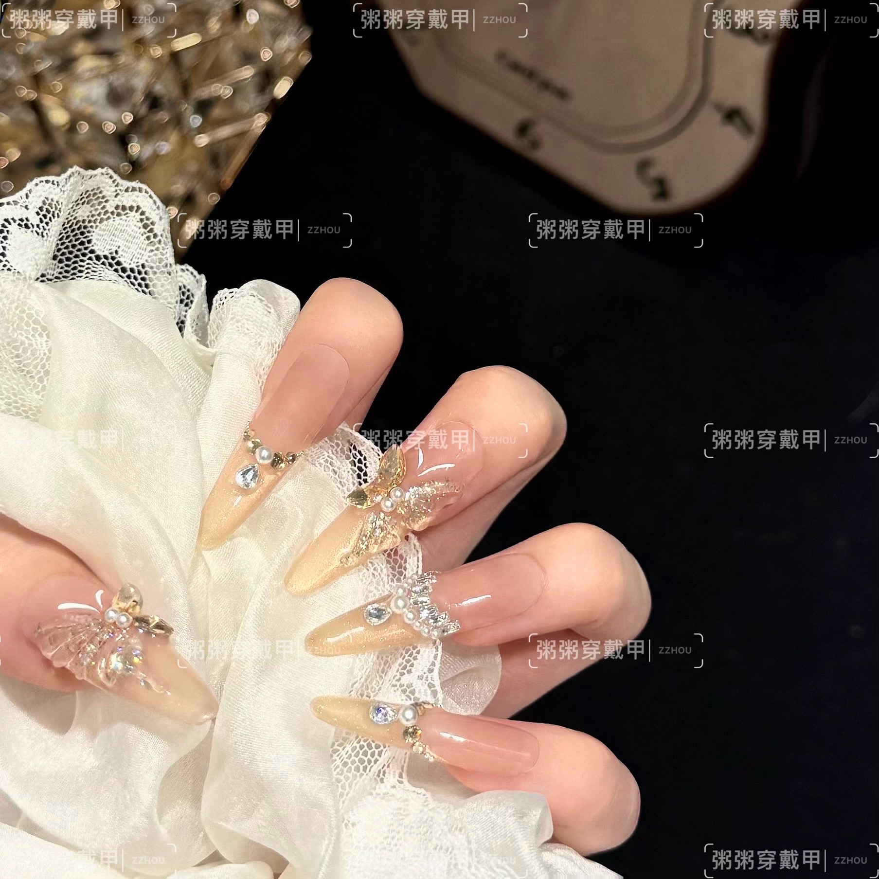 【庄周梦蝶 2.0】手绘立体蝴蝶纯手工腮红美甲花瓣穿戴甲