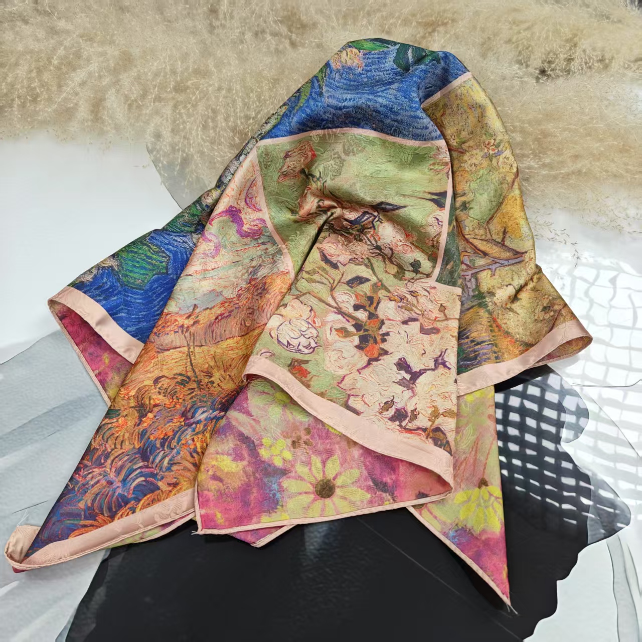 新款【 花都】70*70重磅香云花萝高货重磅国风高端丝巾-k10