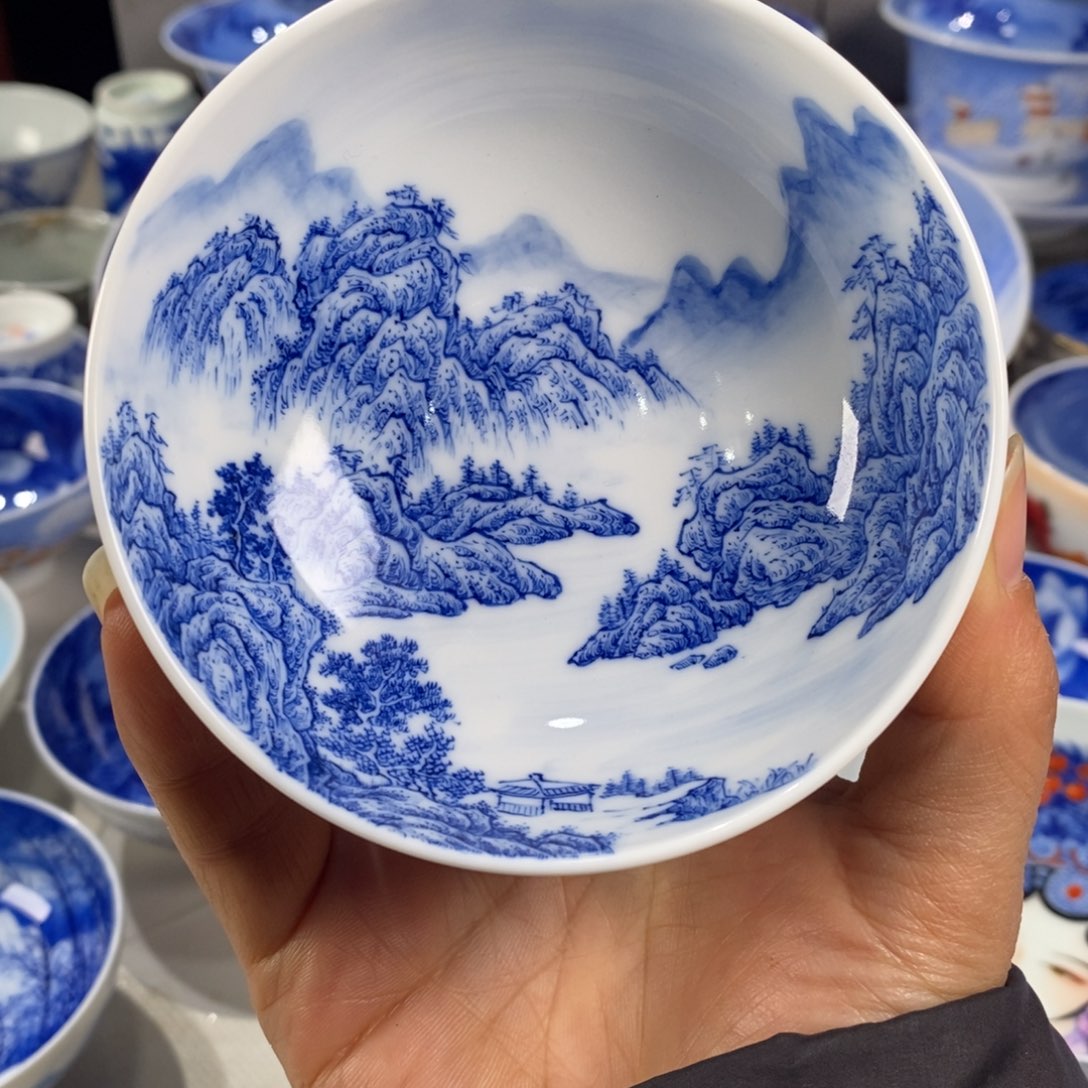 青花山水主人杯杯