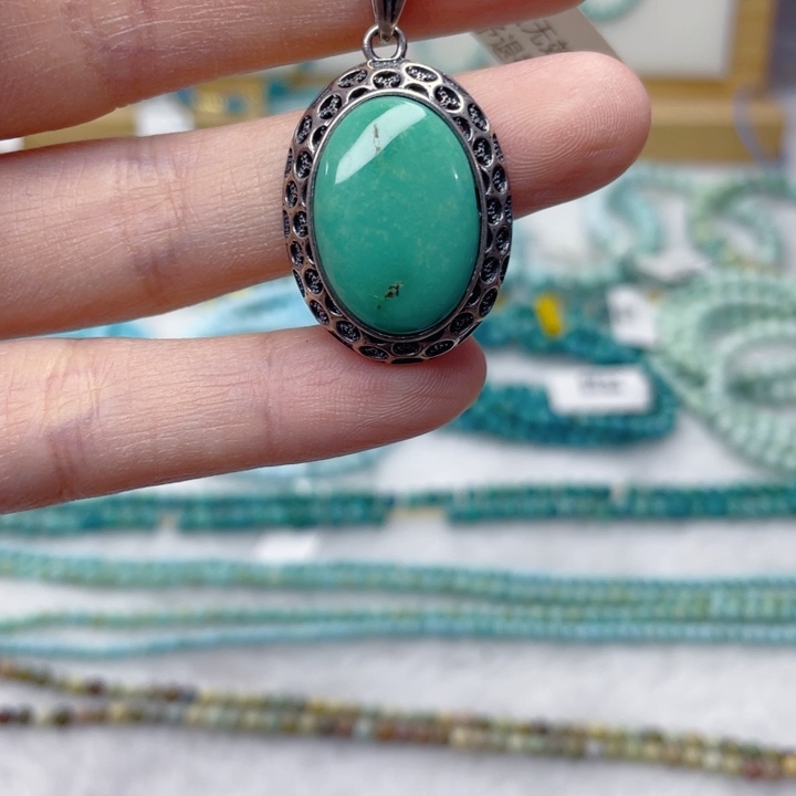 绿松石银S925镶嵌颈饰