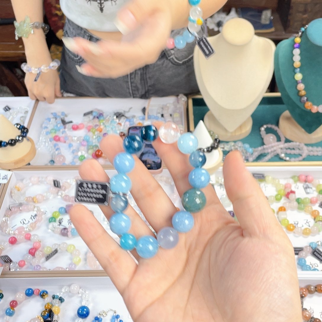 水晶手链银S925镀金镶嵌