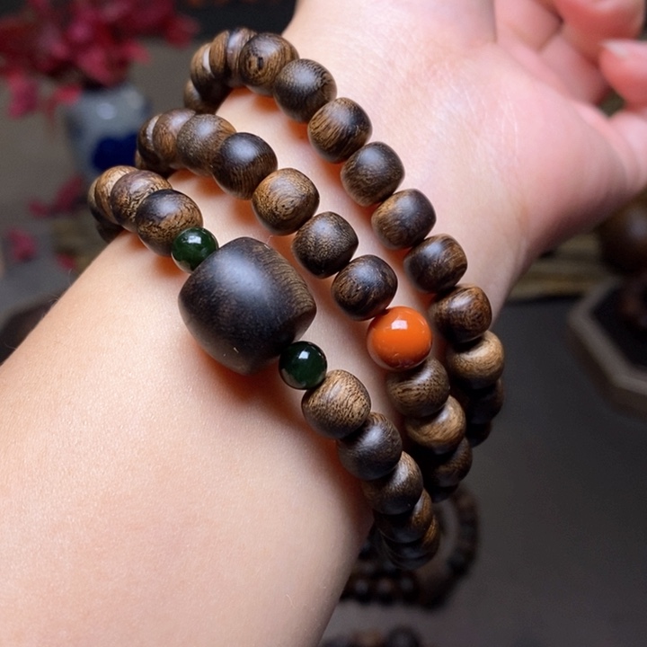 沉香手串越南芽庄瘤疤紫棋楠0.6✖️0.8➕配饰