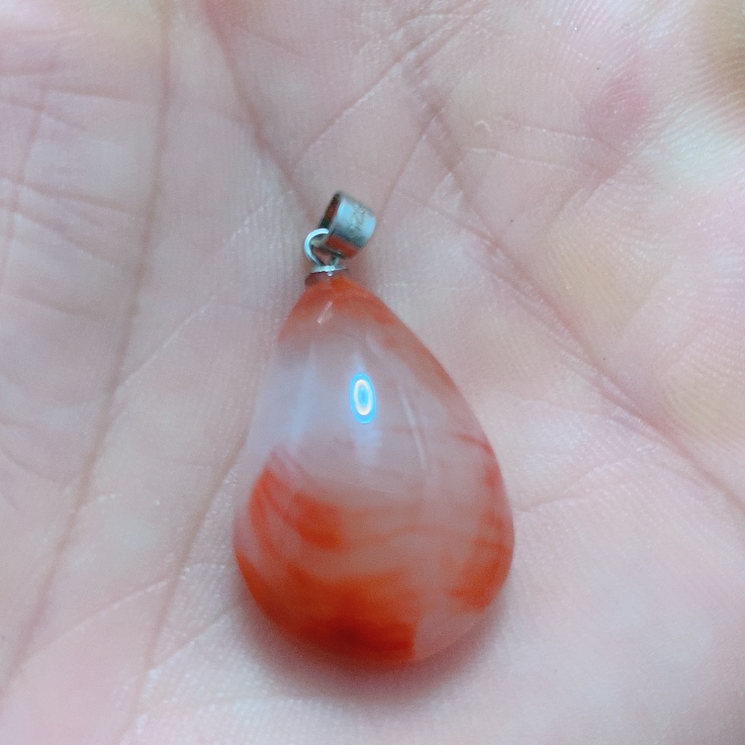 南红玛瑙银S925镶嵌吊坠(不含链)