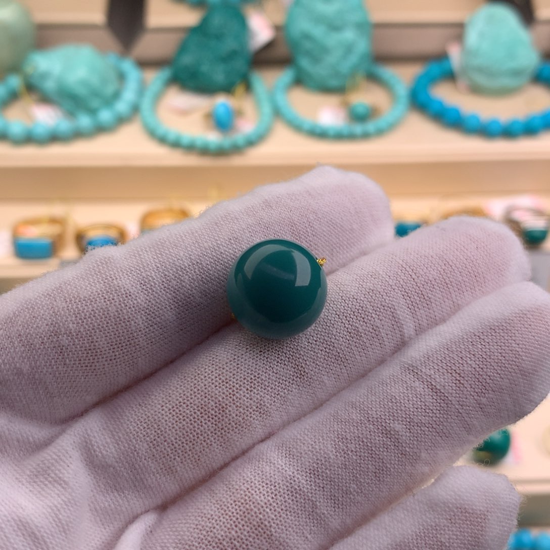 绿松石珠宝奇石未镶嵌14.1mm