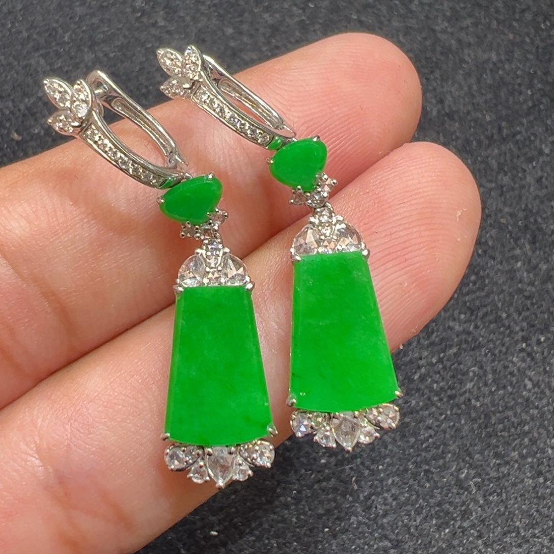 翡翠耳饰18K金镶嵌耳环