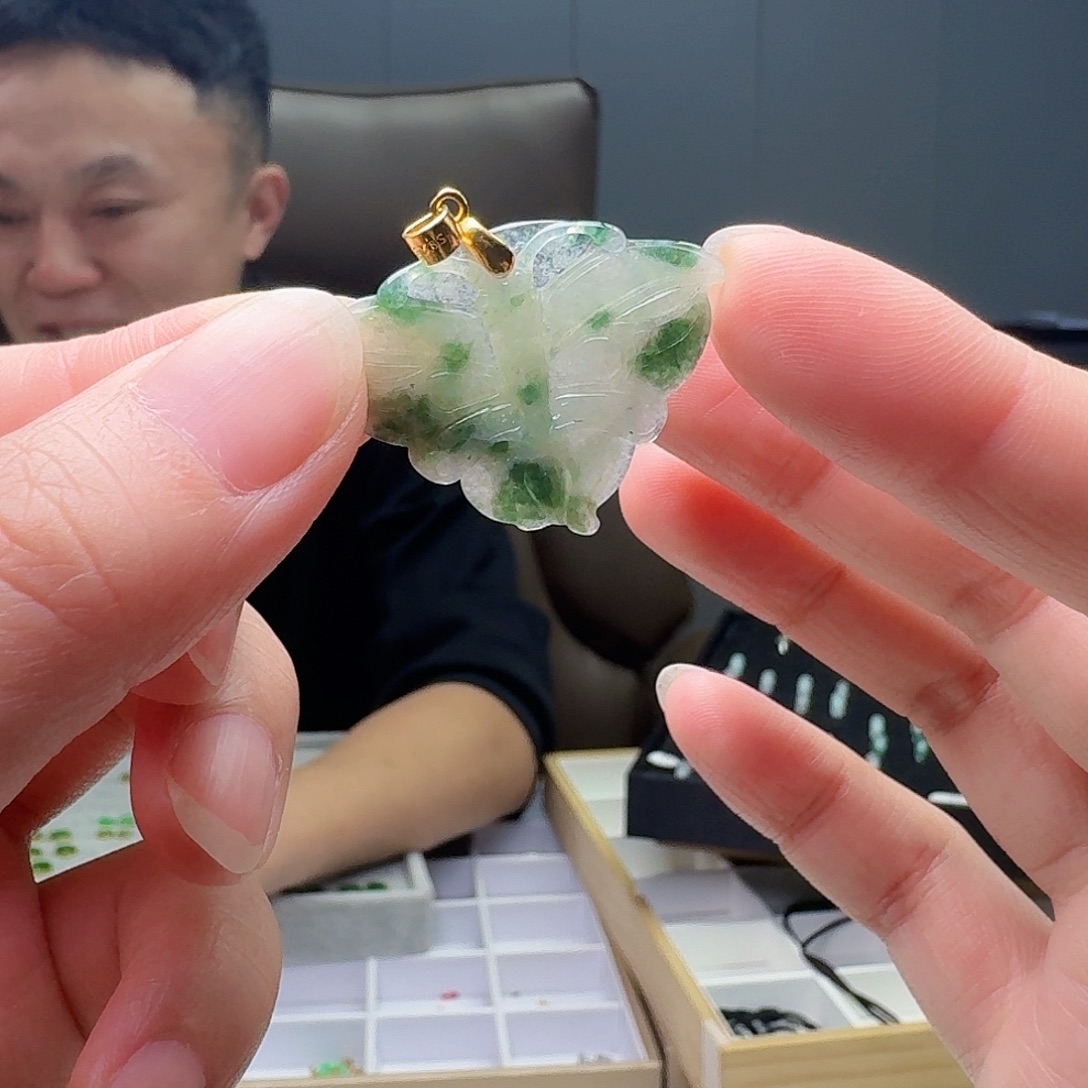 翡翠银S925镶嵌吊坠(不含链)天然