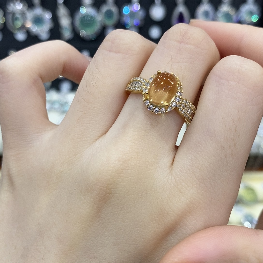 戒指银S925镶嵌黄晶