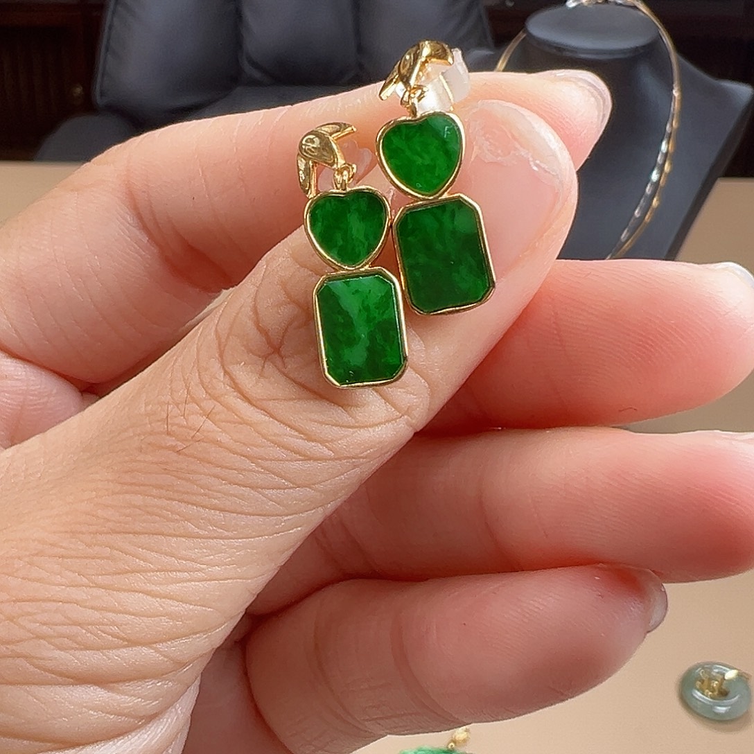 翡翠银S925镶嵌耳饰耳饰8