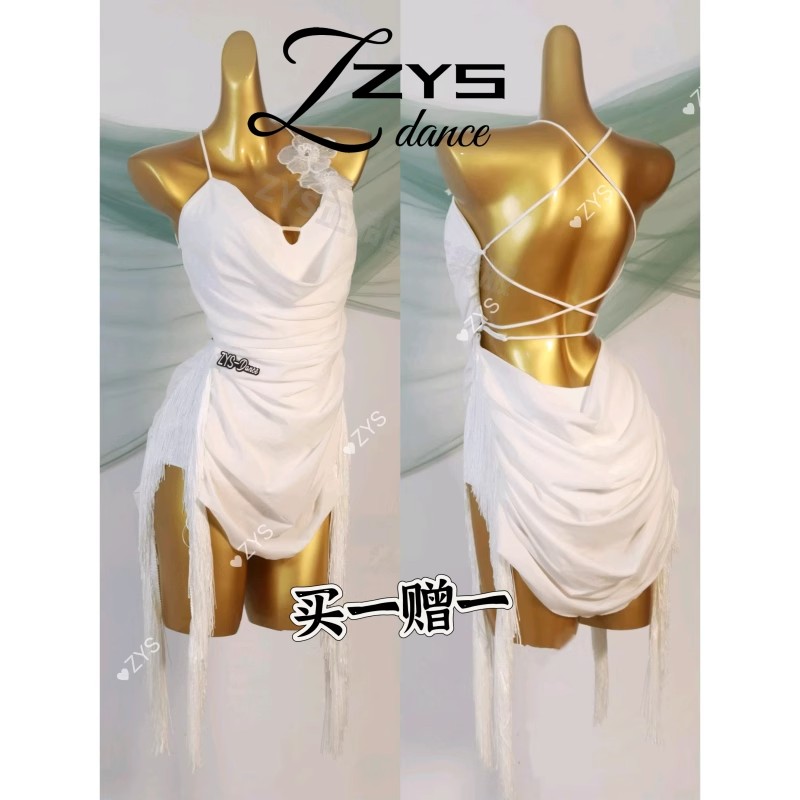CL2025新款专业拉丁舞花服新款舞蹈服吊带拉丁舞服高端表演流苏裙