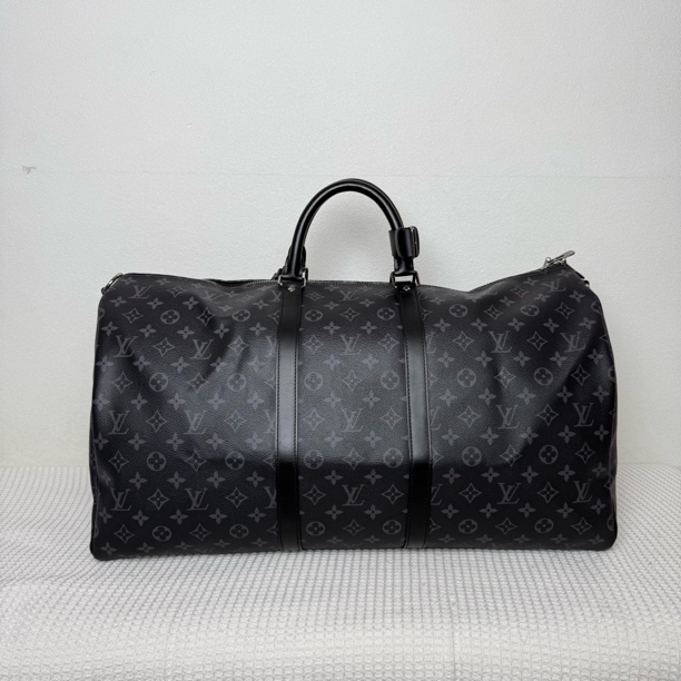 99新 LouisVuitton/路易威登 5933/时尚经典黑花keepall55旅行包
