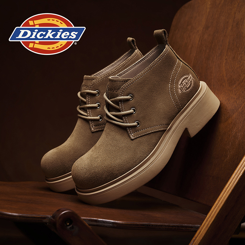 Dickies2025冬季新款高帮男士皮鞋百搭男英伦风时尚复古休闲皮鞋