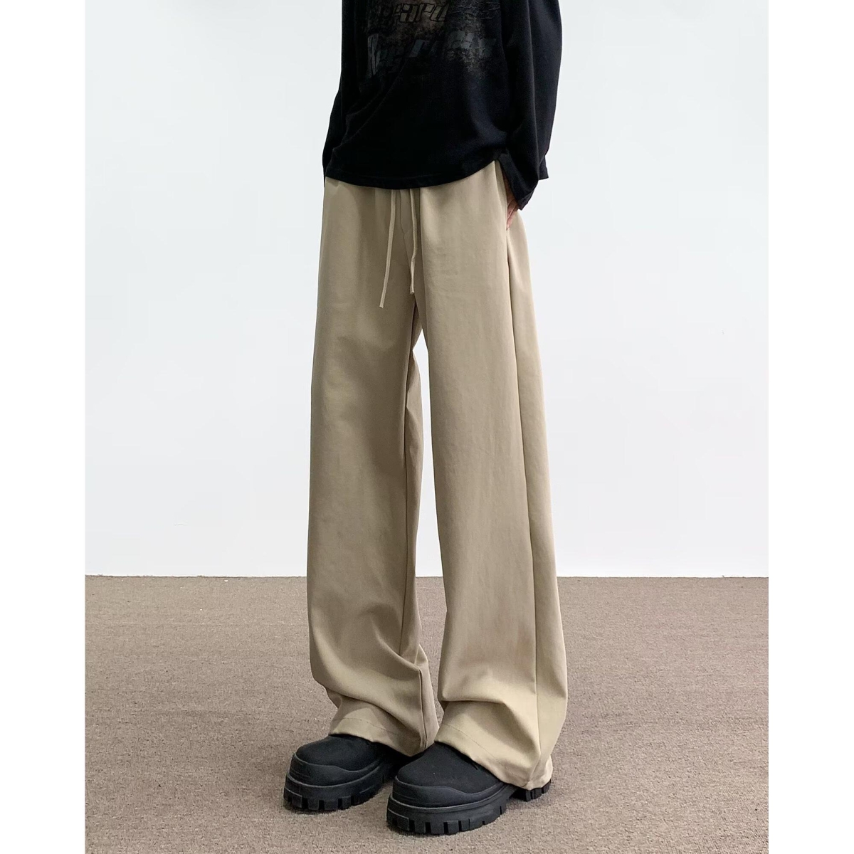 宽松休闲裤直筒男韩版潮流百搭卫裤坠感阔腿拖地长裤2025年ins潮