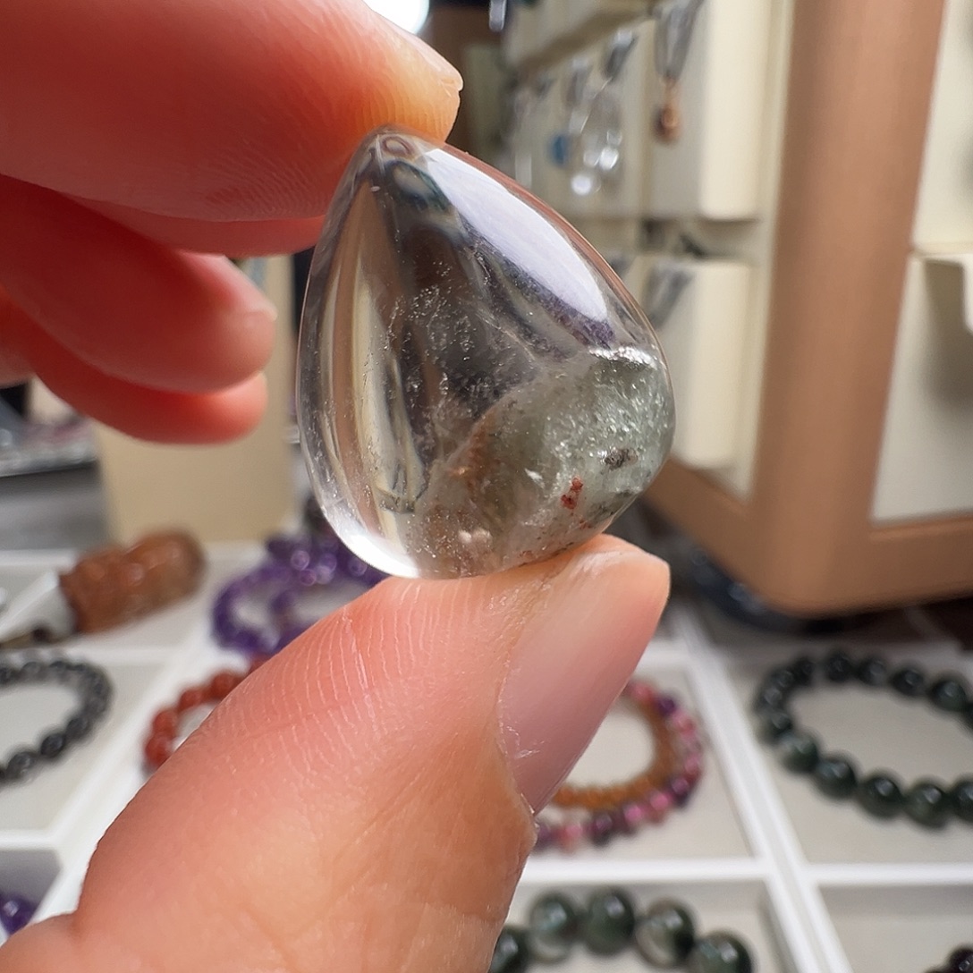 水晶颈饰银S925镶嵌天然幽灵水晶