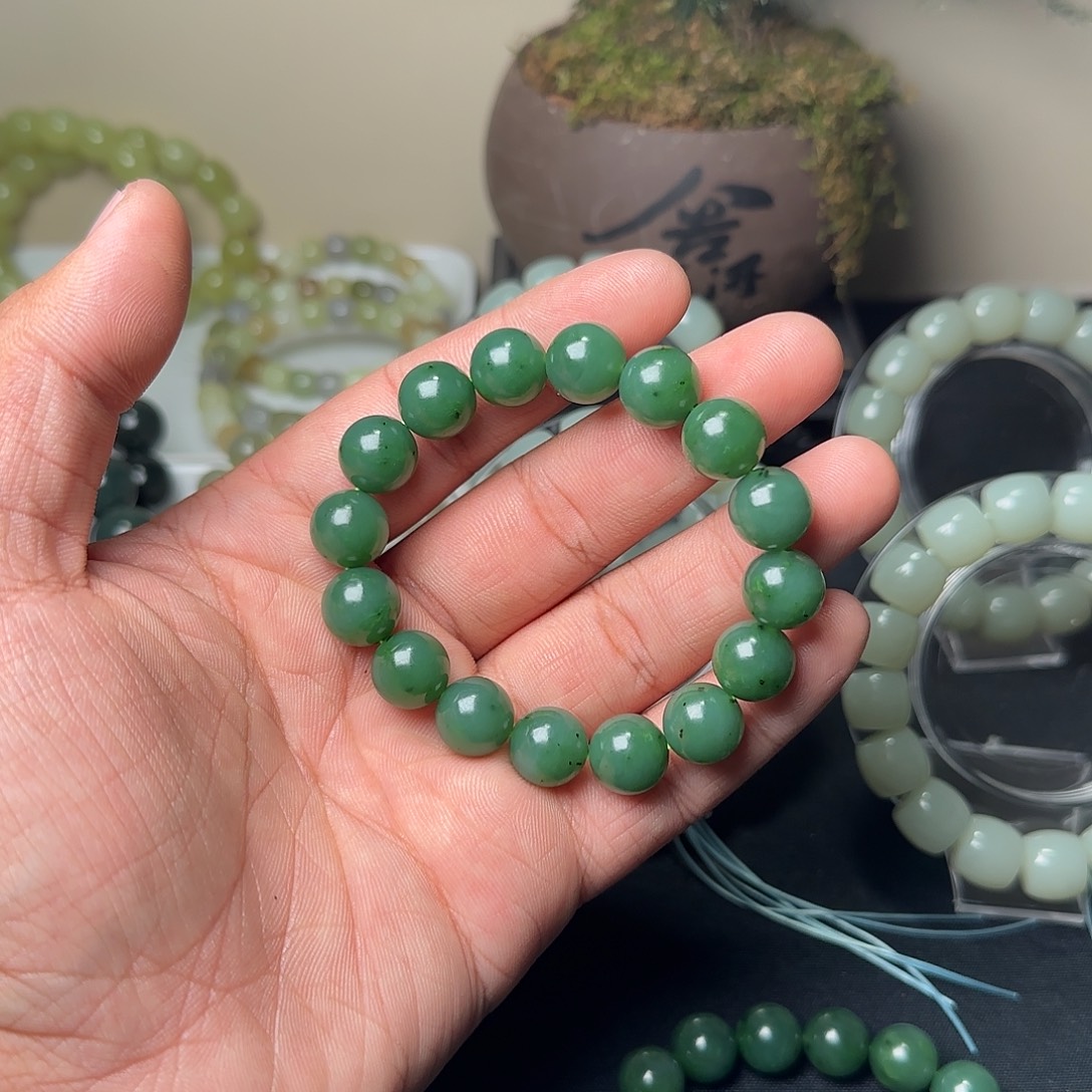 和田玉未镶嵌手串天然碧玉卡12多样性拍一发一