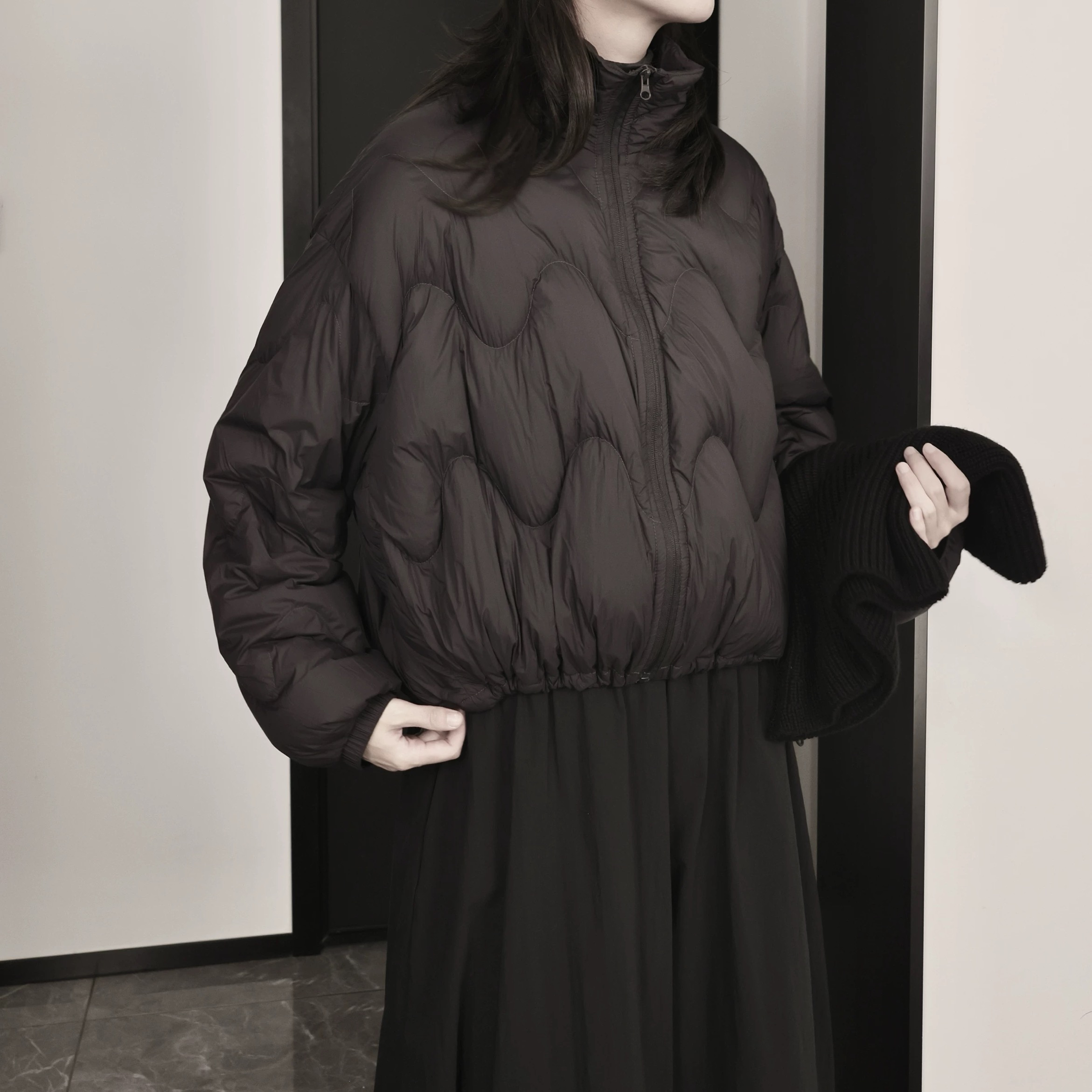 【晚李四季】女短款立领加厚保暖白鸭绒面包服冬季时尚外套