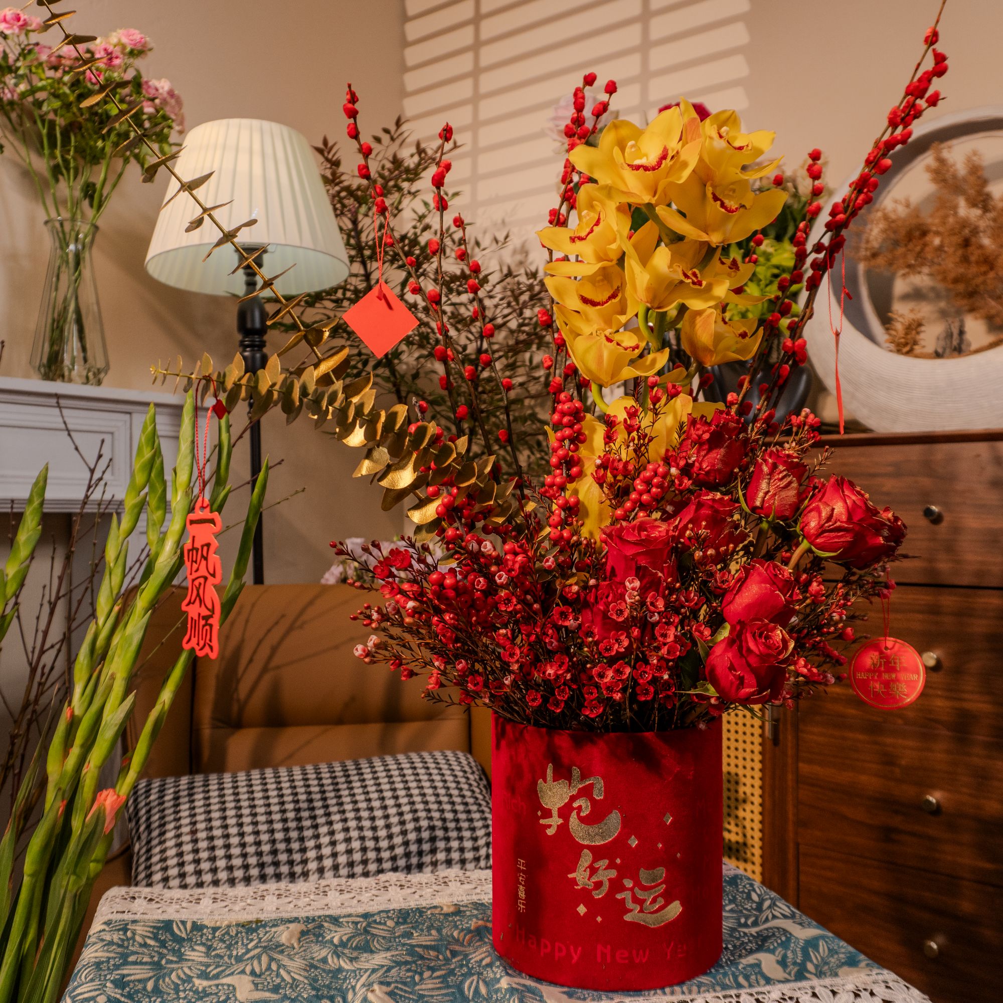 （年宵花鲜花福桶）DIY材料包玫瑰云南基地直发生活鲜花