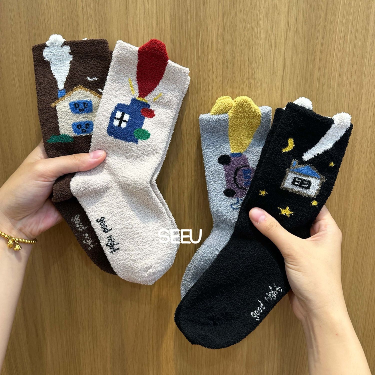 儿童袜子秋冬新款加厚半边绒保暖中筒袜宝宝ins风男女童冬季潮袜