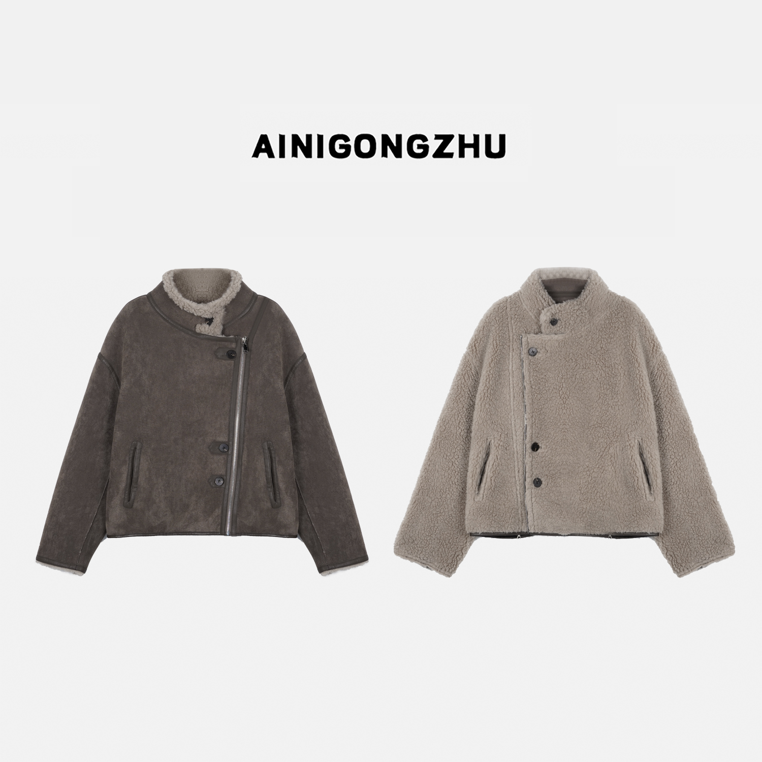 AINIGONGZHU/艾妮公主冬季新款双面穿休闲羊毛百搭外套K25002