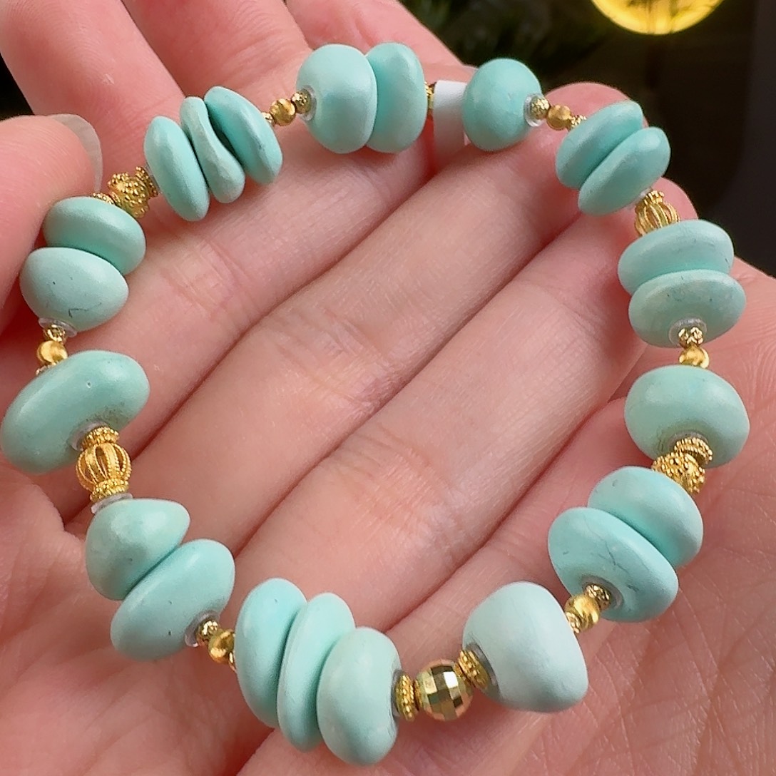 绿松石珠宝奇石18K金镶嵌