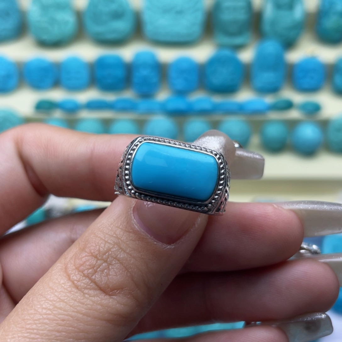 绿松石戒指银S925镶嵌