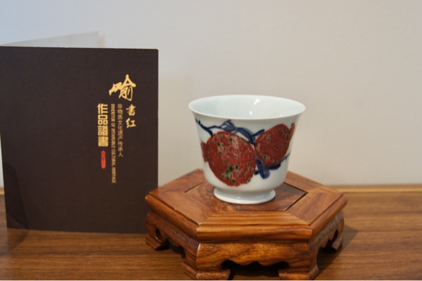 易炎窑原创手工手绘气窑高温原矿青花釉里红主人杯品茶杯子