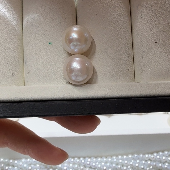 足银12.2mm正圆青粉定制耳钉no退换