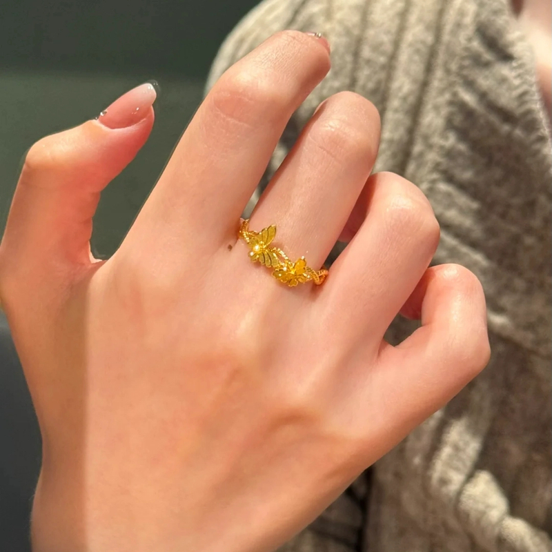 铜合金戒指 2025新款双蝴蝶戒指女气质百搭不掉色