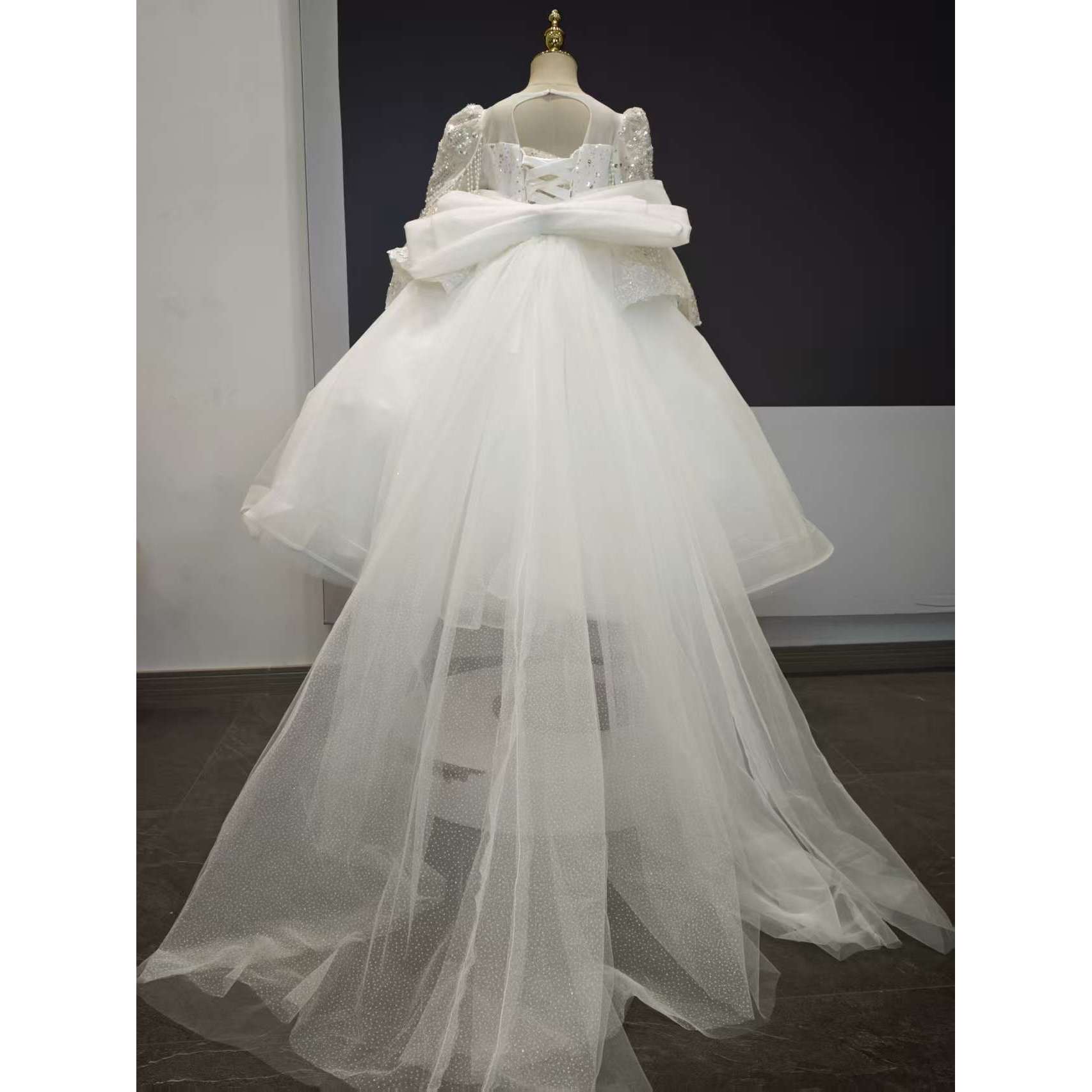 【云纱蝶梦】女童拖尾礼服春秋季生日走秀花童宴会洋气轻奢小女孩